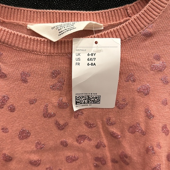 H&M GIRLS SWEATER WITH GLITTER HEARTS - Picture 4 of 7